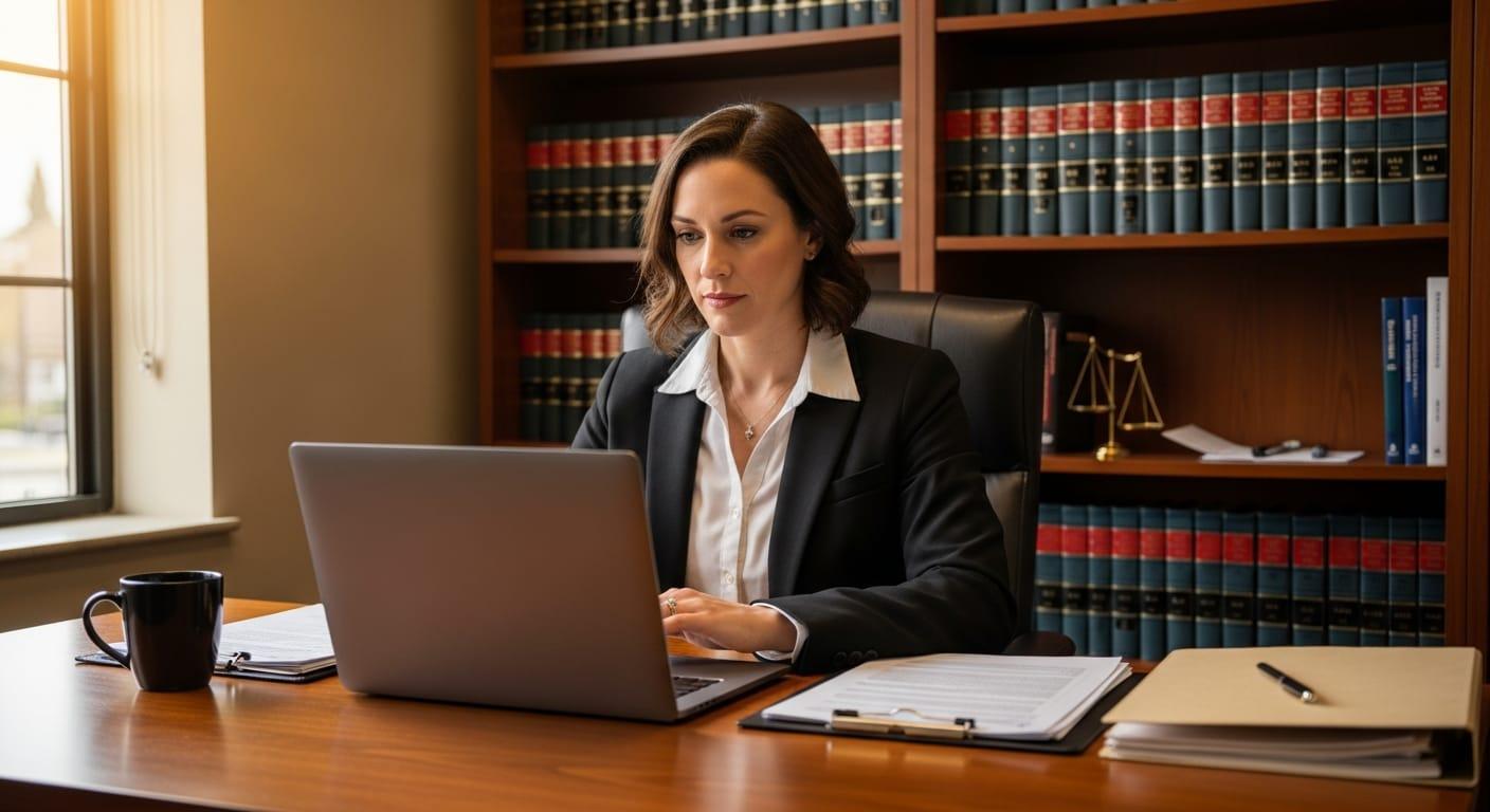 Avvocata al lavoro nel proprio studio